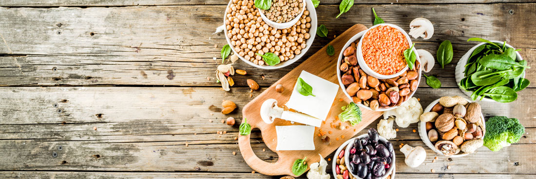 Eiweiß Beispiele veganer, pflanzlicher Proteinquellen