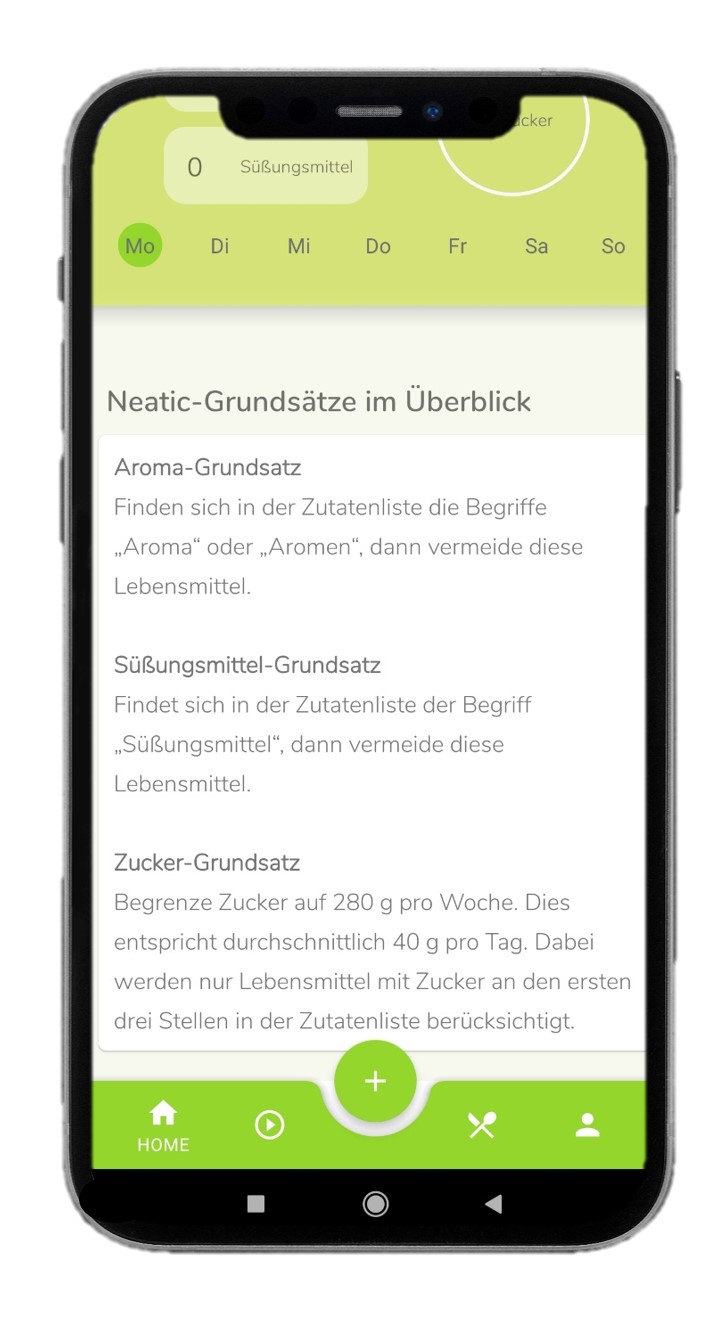 Abbildung von Neatic-App auf dem Handy: Neatic Grundsätze im Überblick