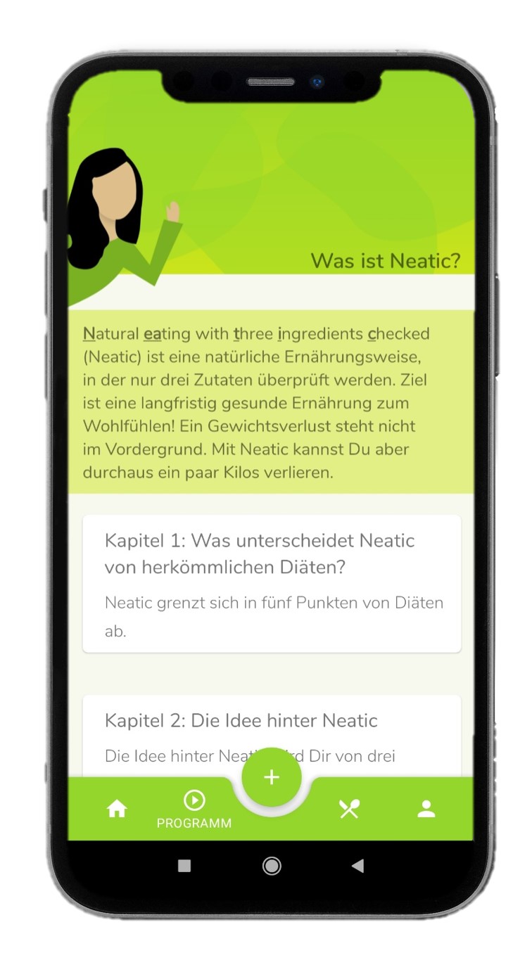 Abbildung von Neatic-App auf dem Handy: Erklärung "Was ist Neatic?"