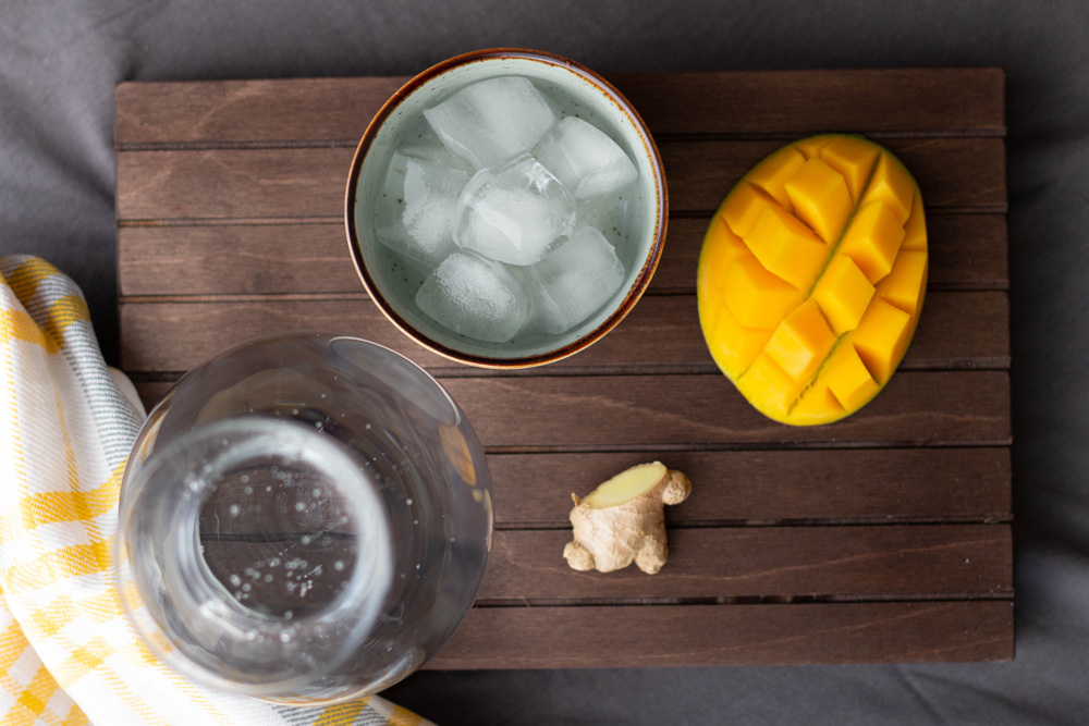 Infused Water Mango-Ingwer Zutaten Infused Water Mango-Ingwer (Rezept Infused Water Mango-Ingwer)