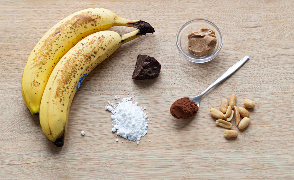 Schoko-Erdnussbutter-Bananen-Eis Zutaten (Rezept Schoko-Erdnussbutter-Bananen-Eis Zutaten)