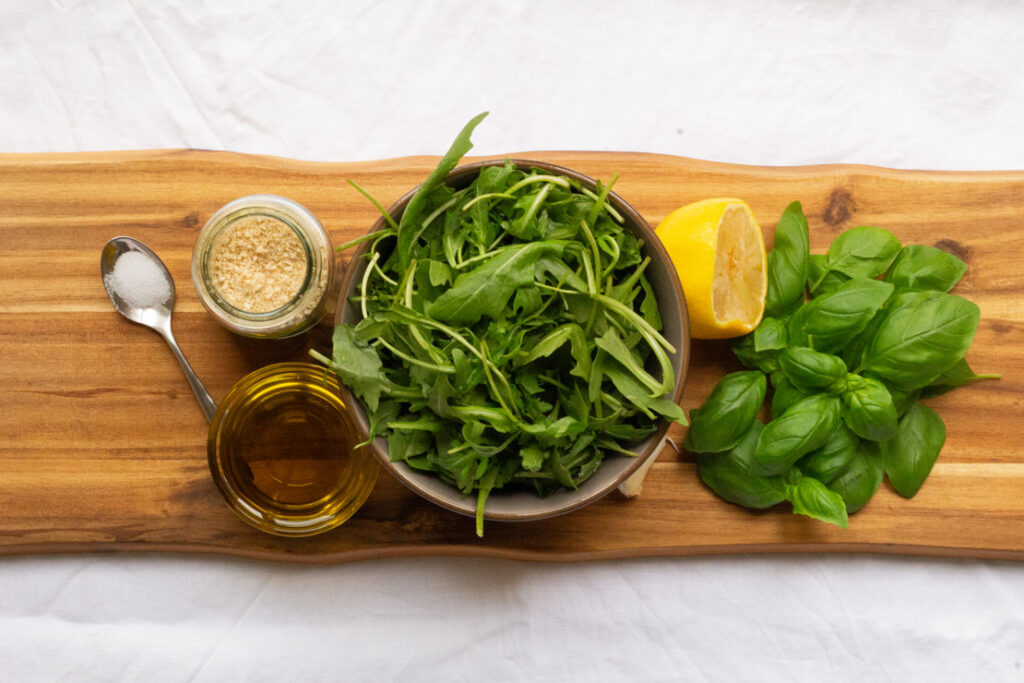 Veganes Pesto mit Rucola Zutaten (Rezept veganes Pesto mit Rucola Zutaten)